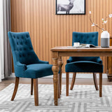 Wingback Upholstered Dining Chairs Set of 2, Fabric Side Dining Room Chairs with Tufted Button