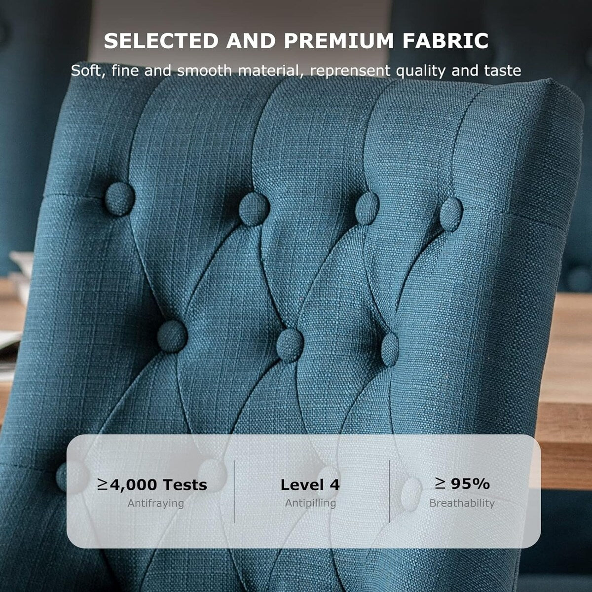 Wingback Upholstered Dining Chairs Set of 2, Fabric Side Dining Room Chairs with Tufted Button