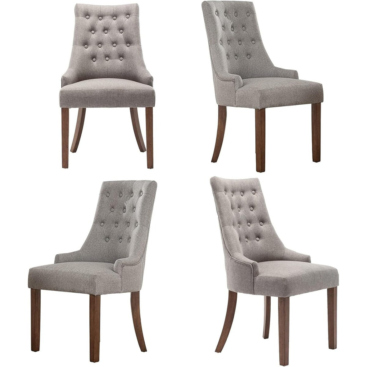 Wingback Upholstered Dining Chairs Set of 2, Fabric Side Dining Room Chairs with Tufted Button