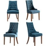 Wingback Upholstered Dining Chairs Set of 2, Fabric Side Dining Room Chairs with Tufted Button