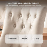 Wingback Upholstered Dining Chairs Set of 2, Fabric Side Dining Room Chairs with Tufted Button