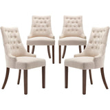 Wingback Upholstered Dining Chairs Set of 2, Fabric Side Dining Room Chairs with Tufted Button