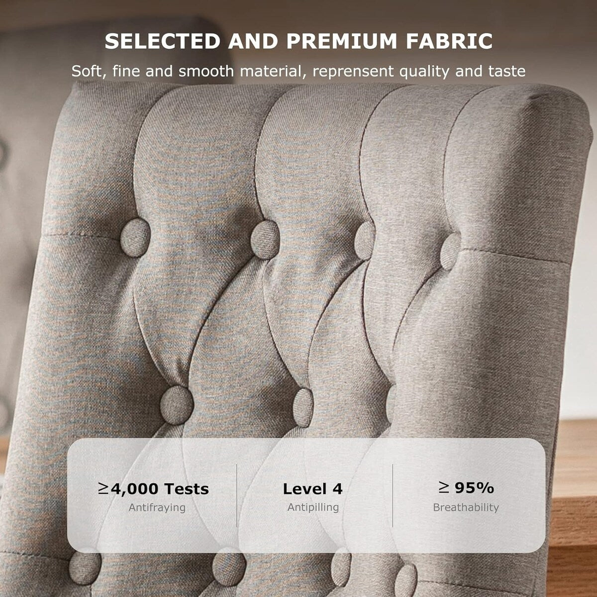 Wingback Upholstered Dining Chairs Set of 2, Fabric Side Dining Room Chairs with Tufted Button