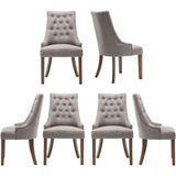 Wingback Upholstered Dining Chairs Set of 2, Fabric Side Dining Room Chairs with Tufted Button