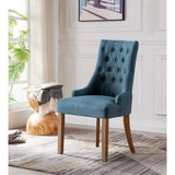 Wingback Upholstered Dining Chairs Set of 2, Fabric Side Dining Room Chairs with Tufted Button