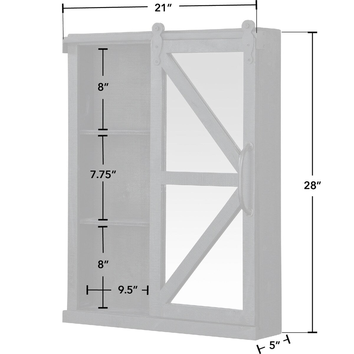 FirsTime & Co. Winona Farmhouse Barn Door Cabinet Mirror, Mirror, 21 x 5.5 x 28 in, American Designed