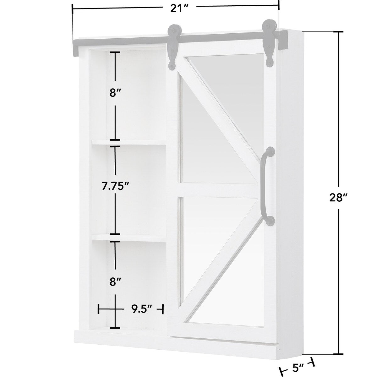 FirsTime & Co. Winona Farmhouse Barn Door Cabinet Mirror, Mirror, 21 x 5.5 x 28 in, American Designed