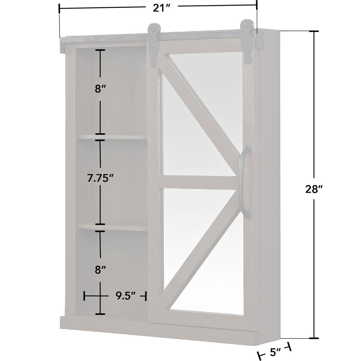FirsTime & Co. Winona Farmhouse Barn Door Cabinet Mirror, Mirror, 21 x 5.5 x 28 in, American Designed