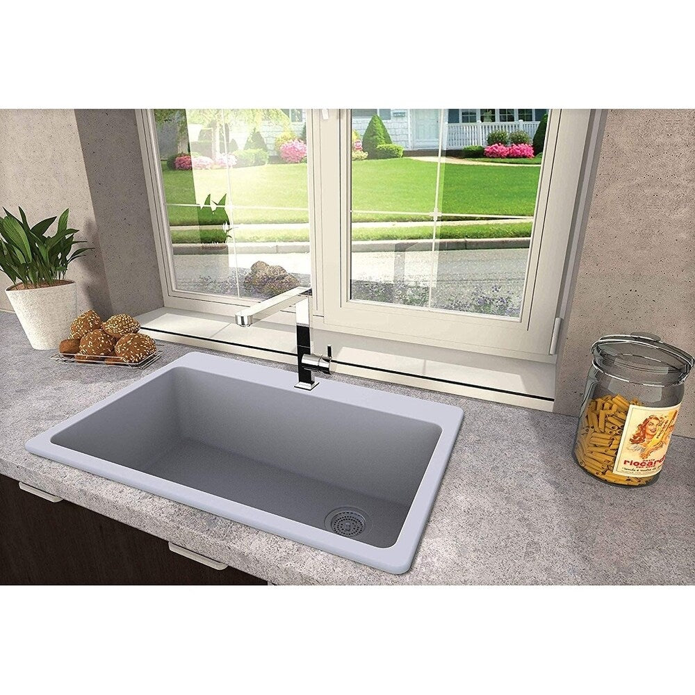Winpro Granite Composite 33" (W) x 22" (L) x 9-1/2" (H) Single Bowl Dual Mount Sink
