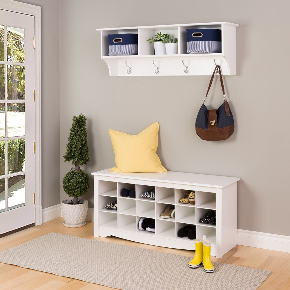 Winslow White Shoe Storage Cubbie Bench
