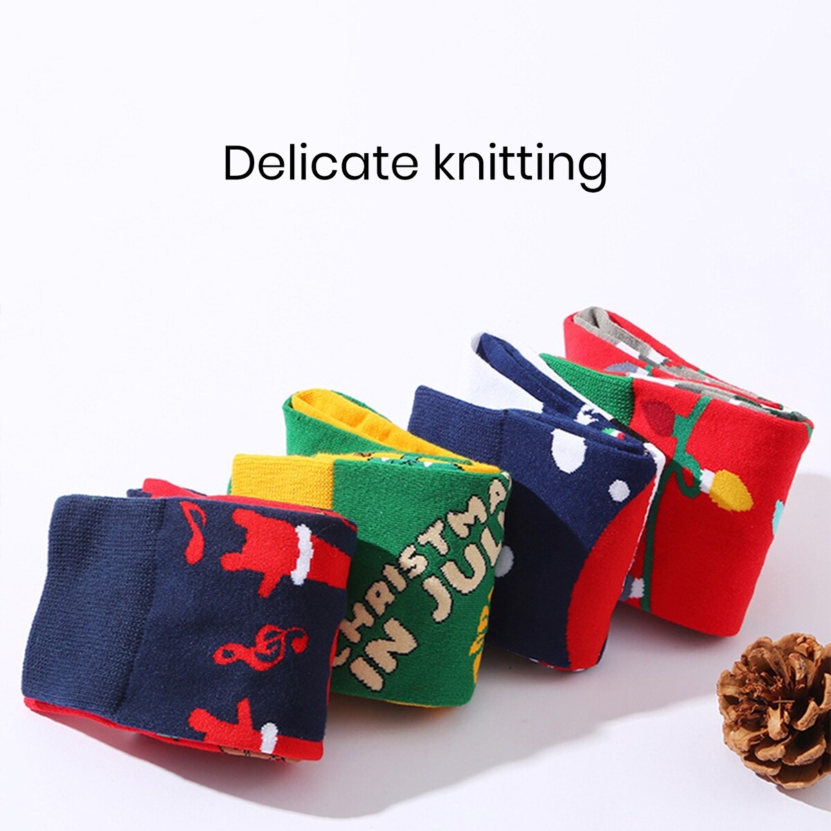 Winter Socks Colorful Cartoon Print MidTube AntiSlip Thick Knitted Elastic Breathable Colorfast No Warm AntiShrink
