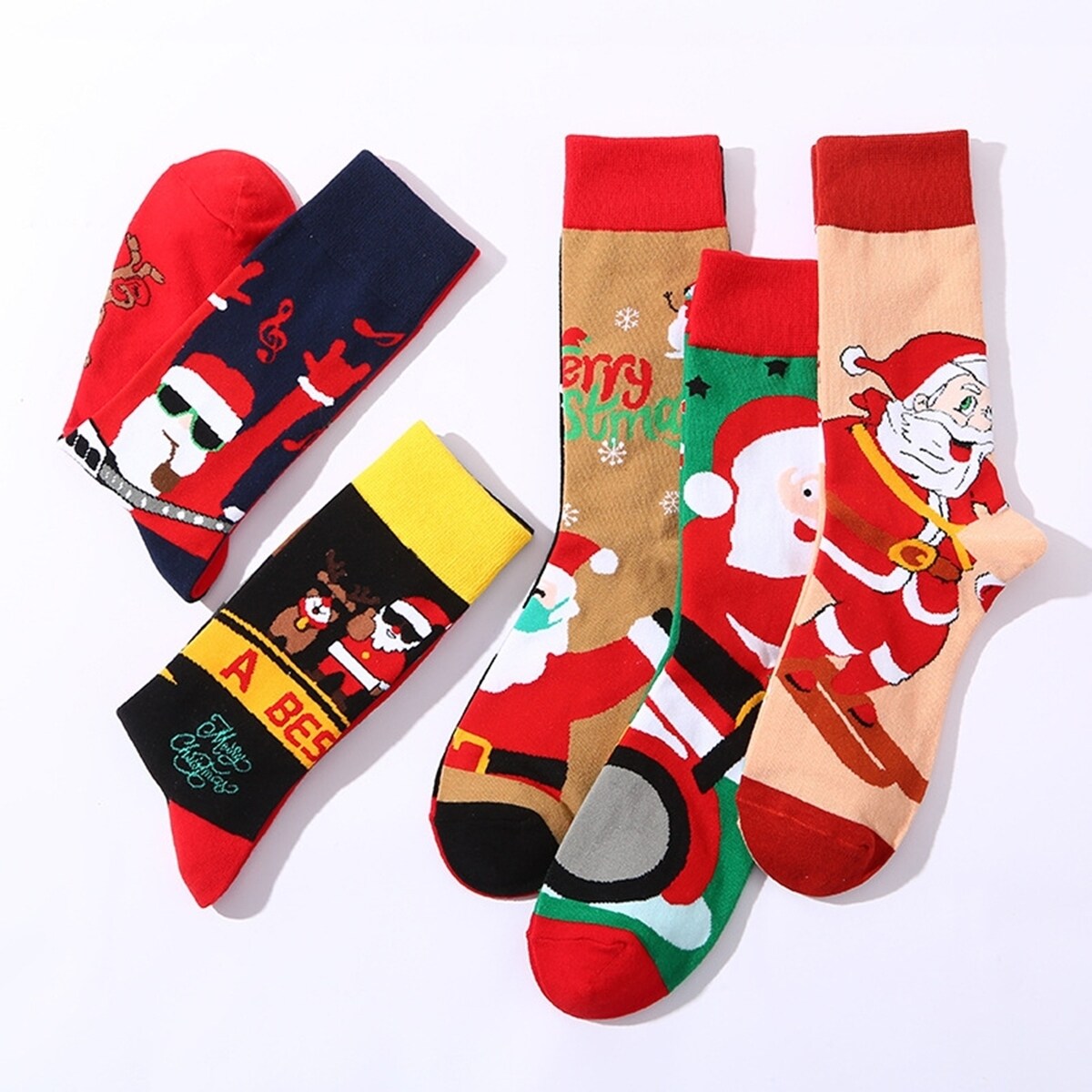 Winter Socks Colorful Cartoon Print MidTube AntiSlip Thick Knitted Elastic Breathable Colorfast No Warm AntiShrink