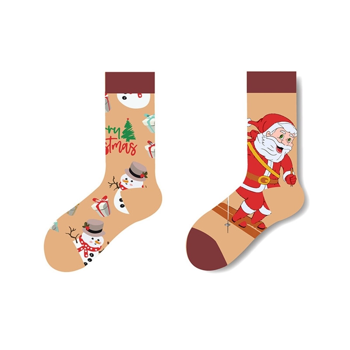 Winter Socks Colorful Cartoon Print MidTube AntiSlip Thick Knitted Elastic Breathable Colorfast No Warm AntiShrink