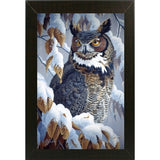 Winter Watch - Great Horned Owl-WILGOE5669 Framed Print 35.25"x23" by Wilhelm Goebel