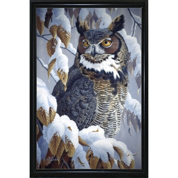 Winter Watch - Great Horned Owl-WILGOE5669 Framed Print 35.25"x23" by Wilhelm Goebel