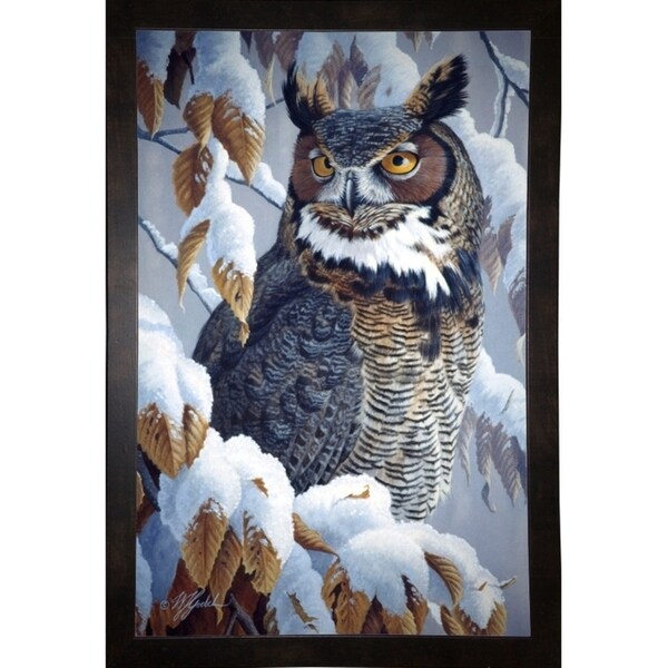 Winter Watch - Great Horned Owl-WILGOE5669 Framed Print 35.25"x23" by Wilhelm Goebel
