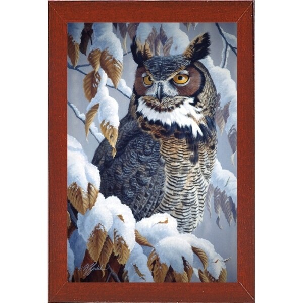 Winter Watch - Great Horned Owl-WILGOE5669 Framed Print 35.25"x23" by Wilhelm Goebel