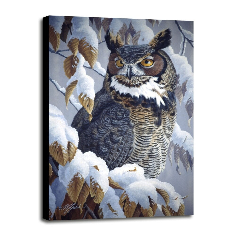 Winter Watch - Great Horned Owl-WILGOE5669 Framed Print 35.25"x23" by Wilhelm Goebel