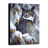 Winter Watch - Great Horned Owl-WILGOE5669 Framed Print 35.25"x23" by Wilhelm Goebel