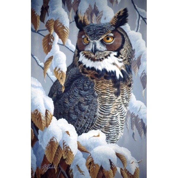 Winter Watch - Great Horned Owl-WILGOE5669 Framed Print 35.25"x23" by Wilhelm Goebel