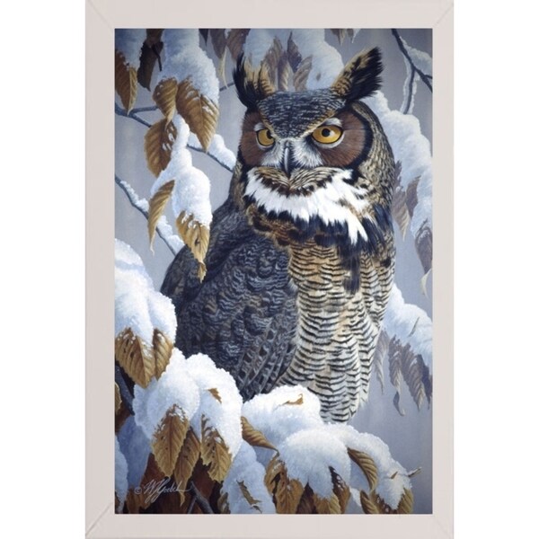 Winter Watch - Great Horned Owl-WILGOE5669 Framed Print 35.25"x23" by Wilhelm Goebel