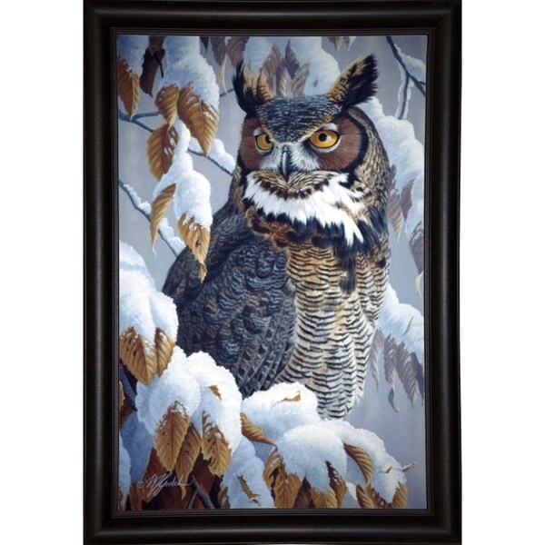 Winter Watch - Great Horned Owl-WILGOE5669 Framed Print 35.25"x23" by Wilhelm Goebel