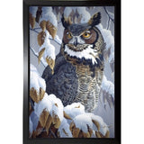 Winter Watch - Great Horned Owl-WILGOE5669 Framed Print 35.25"x23" by Wilhelm Goebel