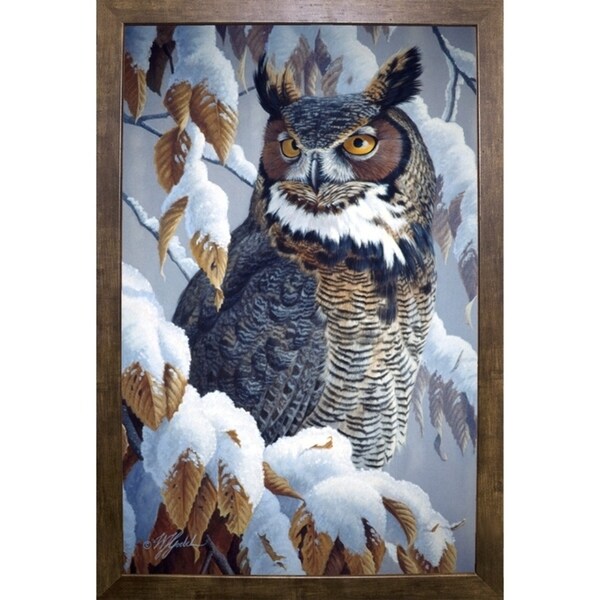 Winter Watch - Great Horned Owl-WILGOE5669 Framed Print 35.25"x23" by Wilhelm Goebel