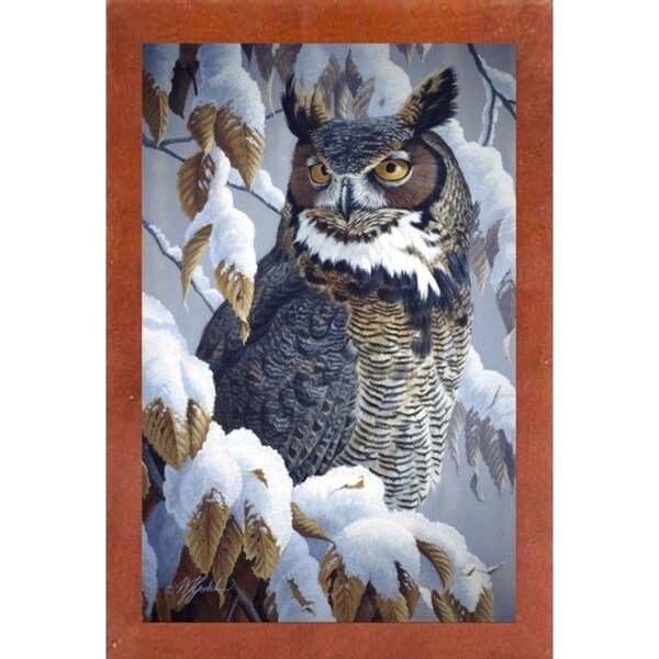 Winter Watch - Great Horned Owl-WILGOE5669 Framed Print 35.25"x23" by Wilhelm Goebel