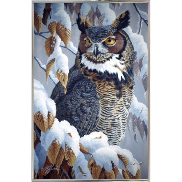Winter Watch - Great Horned Owl-WILGOE5669 Framed Print 35.25"x23" by Wilhelm Goebel