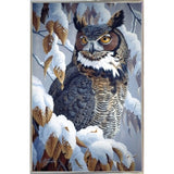 Winter Watch - Great Horned Owl-WILGOE5669 Framed Print 35.25"x23" by Wilhelm Goebel