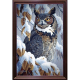 Winter Watch - Great Horned Owl-WILGOE5669 Framed Print 35.25"x23" by Wilhelm Goebel