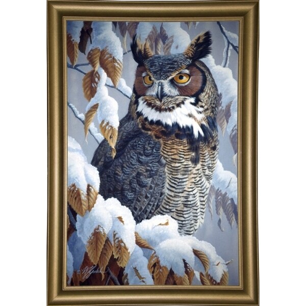 Winter Watch - Great Horned Owl-WILGOE5669 Framed Print 35.25"x23" by Wilhelm Goebel