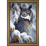 Winter Watch - Great Horned Owl-WILGOE5669 Framed Print 35.25"x23" by Wilhelm Goebel