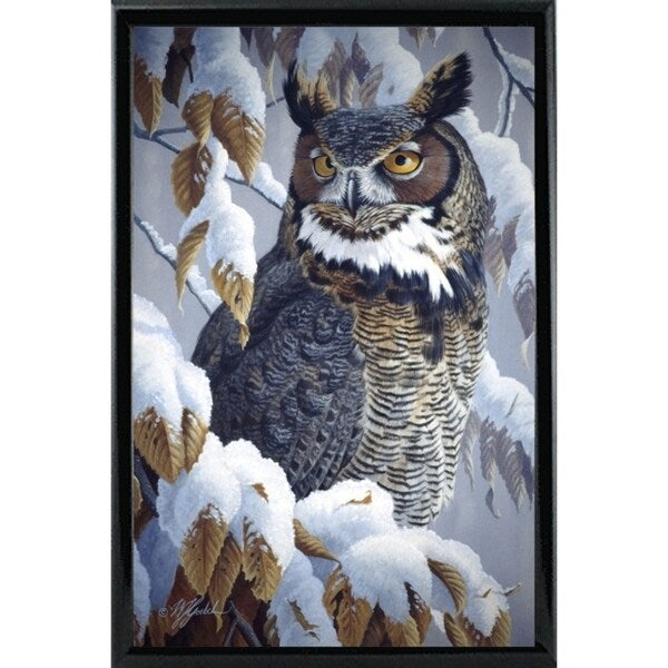 Winter Watch - Great Horned Owl-WILGOE5669 Framed Print 35.25"x23" by Wilhelm Goebel