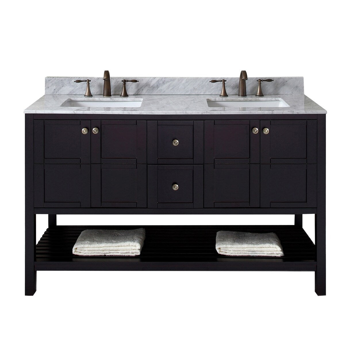 Winterfell 60" Double Bathroom Vanity Set in Espresso