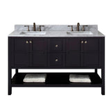 Winterfell 60" Double Bathroom Vanity Set in Espresso