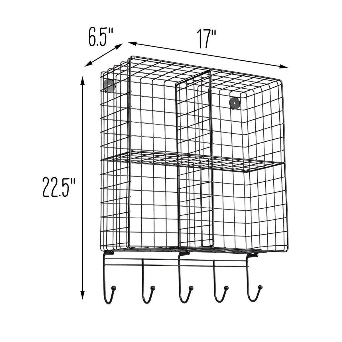 Honey-Can-Do Black Steel Wire Cubby Wall Entryway Shelf