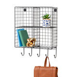 Honey-Can-Do Black Steel Wire Cubby Wall Entryway Shelf