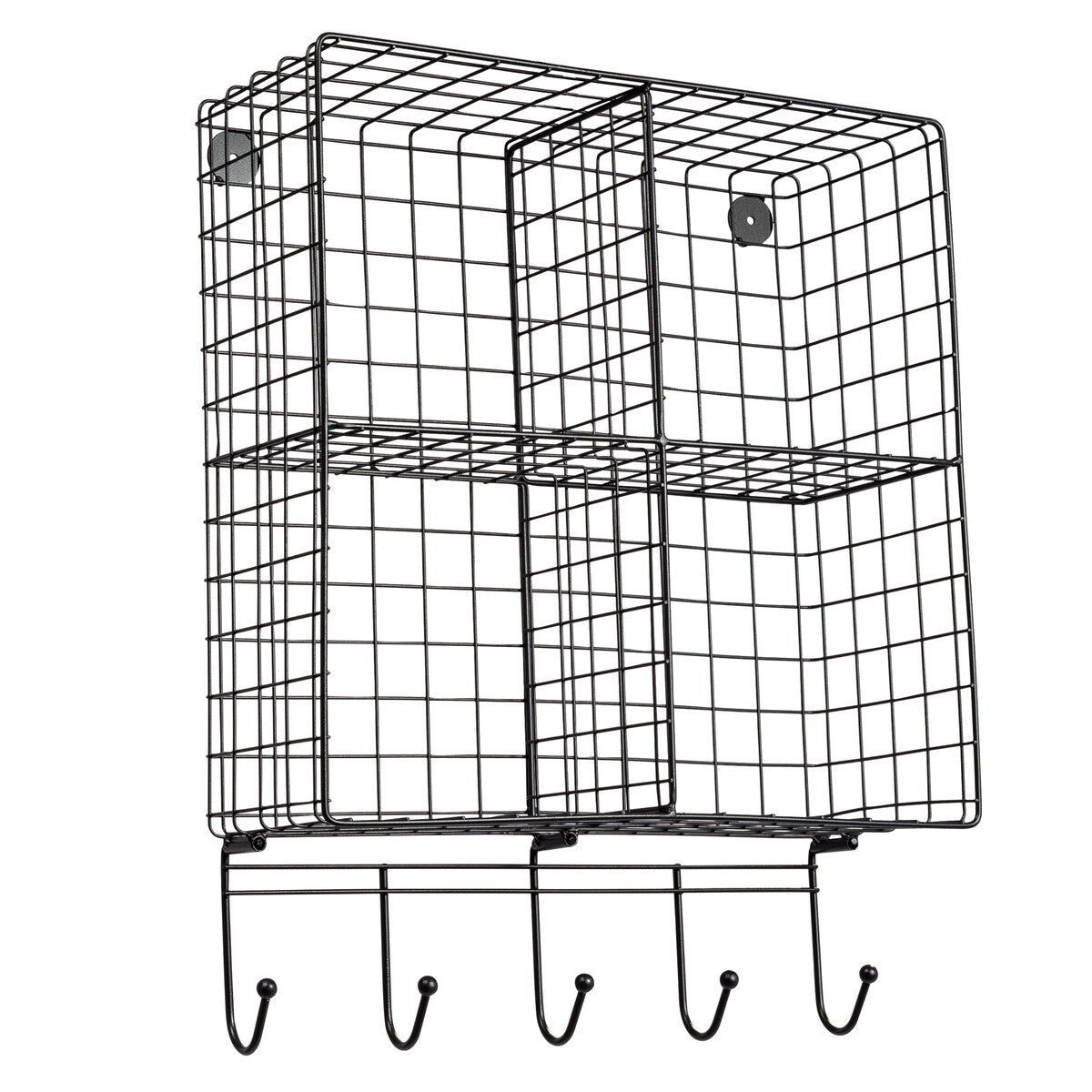 Honey-Can-Do Black Steel Wire Cubby Wall Entryway Shelf