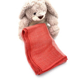 Work of Artisans Wool Woven Baby Blanket - Coral w/ Dark Coral Stripes