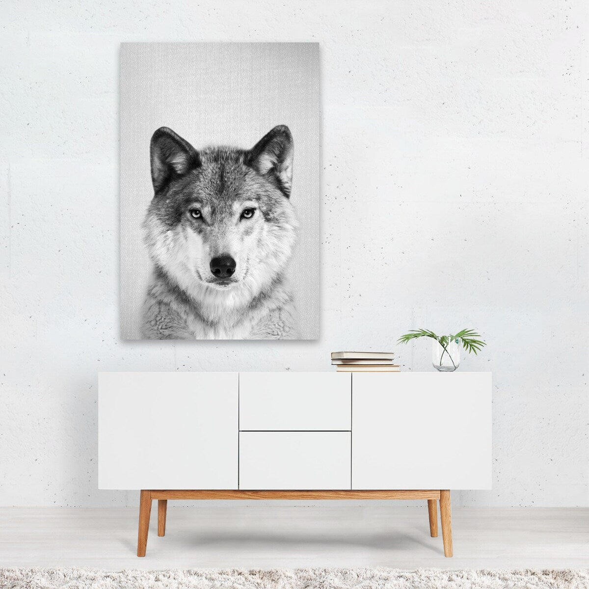 Wolf Black White Photography Animals Figurative Art Print/Poster