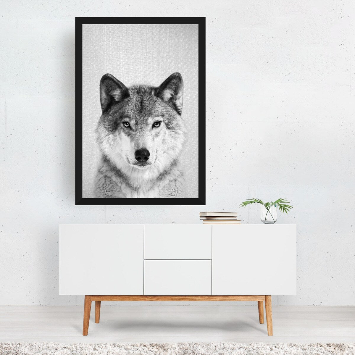 Wolf Black White Photography Animals Figurative Art Print/Poster