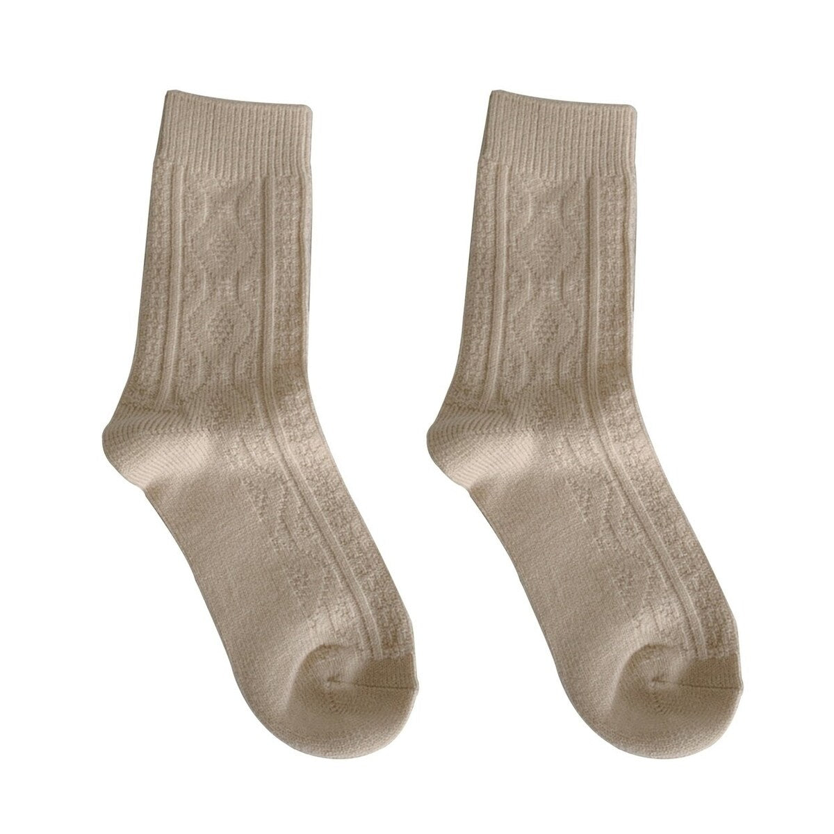 Women Fall Winter Socks MidTube Ankle Thick Knitted High Elasticity Solid Color Soft Warm AntiSlip No Sports Daily