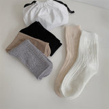 Women Fall Winter Socks MidTube Ankle Thick Knitted High Elasticity Solid Color Soft Warm AntiSlip No Sports Daily