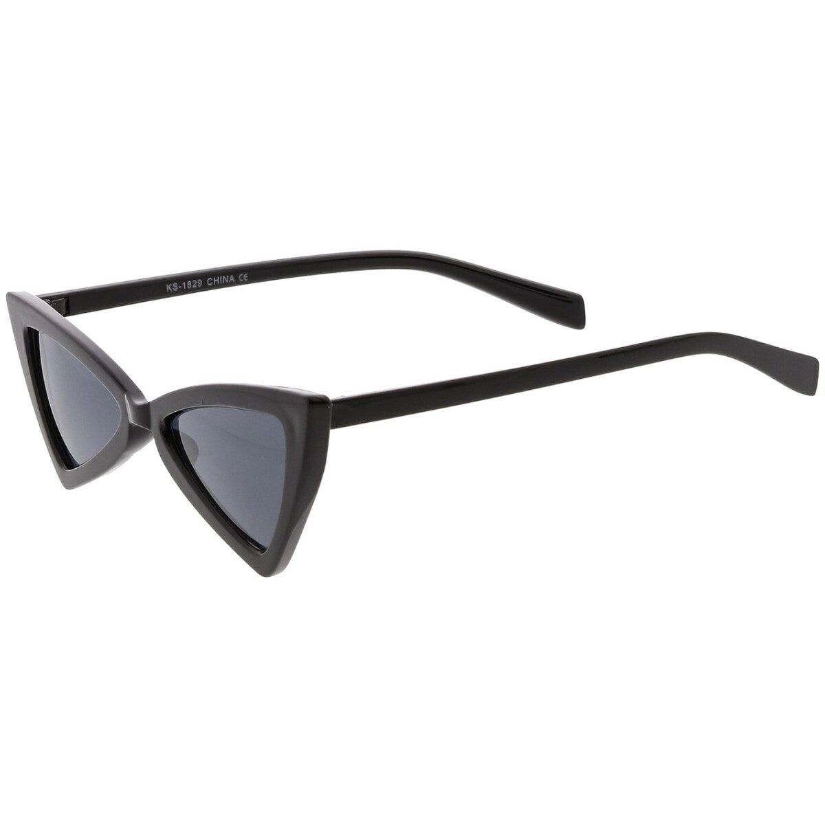 Womens Thin Extreme Cat Eye Sunglasses Neutral Colored Flat Lens 51Mm