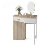 Wood/ Metal Corner Vanity Desk Small Dressing Table with 4 Drawers - N/A