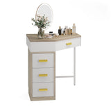 Wood/ Metal Corner Vanity Desk Small Dressing Table with 4 Drawers - N/A