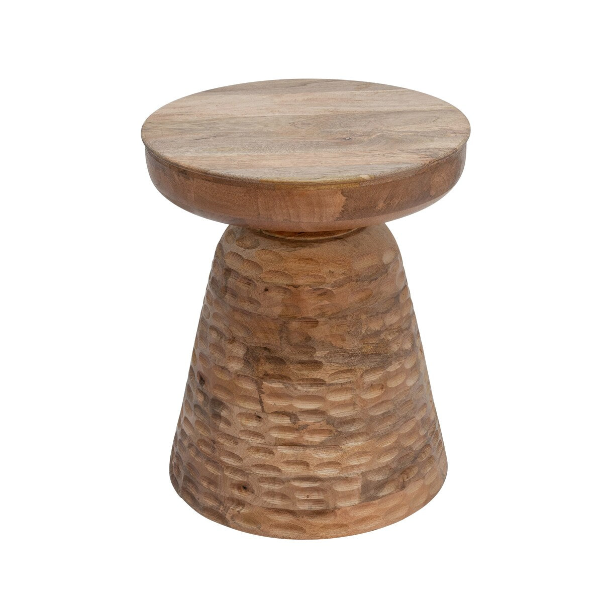 Wood 19" Hammered Side Table, Brown 19.0"H - 16.0" x 16.0" x 19.0"
