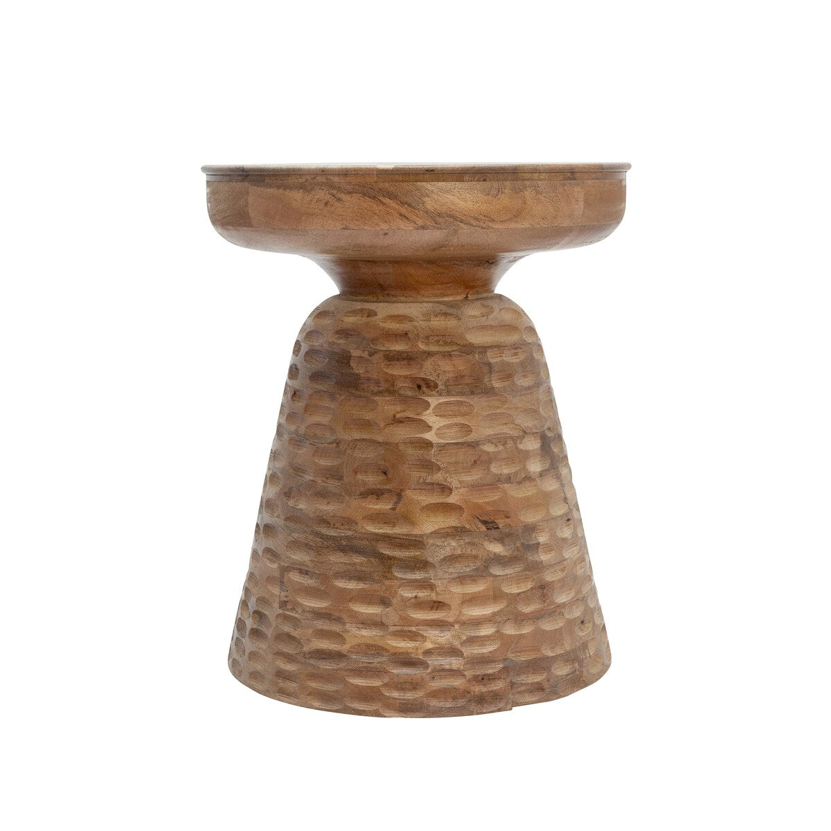 Wood 19" Hammered Side Table, Brown 19.0"H - 16.0" x 16.0" x 19.0"